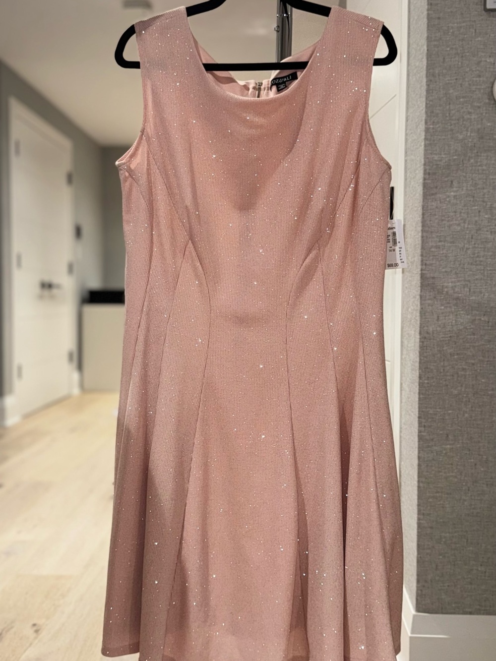 Roz & Ali Pink Glitter Fit-and-Flare Maxi Dress